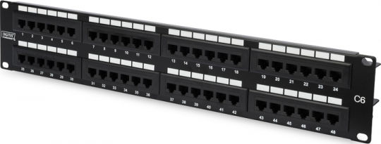 Digitus Unshielded Patch Panel for Rack 2U 19" with 48 cat6 Ports Black