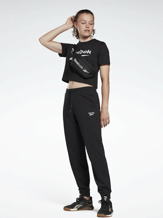 Identity Γυναικείο Καλοκαιρινό Crop Top Βαμβακερό Κοντομάνικο Μαύρο