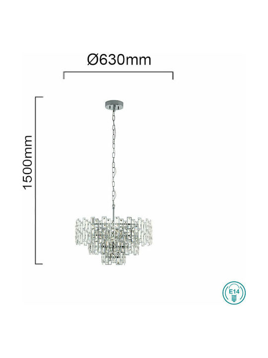 Eglo Calmeilles 1 Kronleuchter 10xE14 Ø63cm mit Kristallen Transparent 39626
