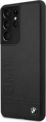 BMW Leather Hot Stamp Plastic Back Cover Black (Galaxy S21 Ultra 5G)