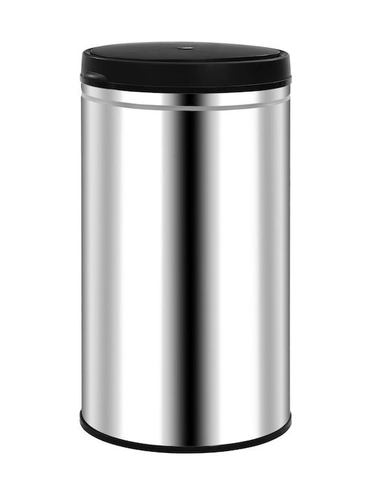 vidaXL Waste Bin Waste made of Stainless Steel with Photocell Silver 60lt 1pcs