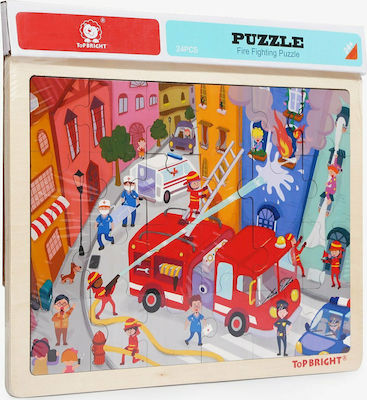 Wooden Kids Puzzle Fire Fighting for 3++ Years 24pcs Top Bright