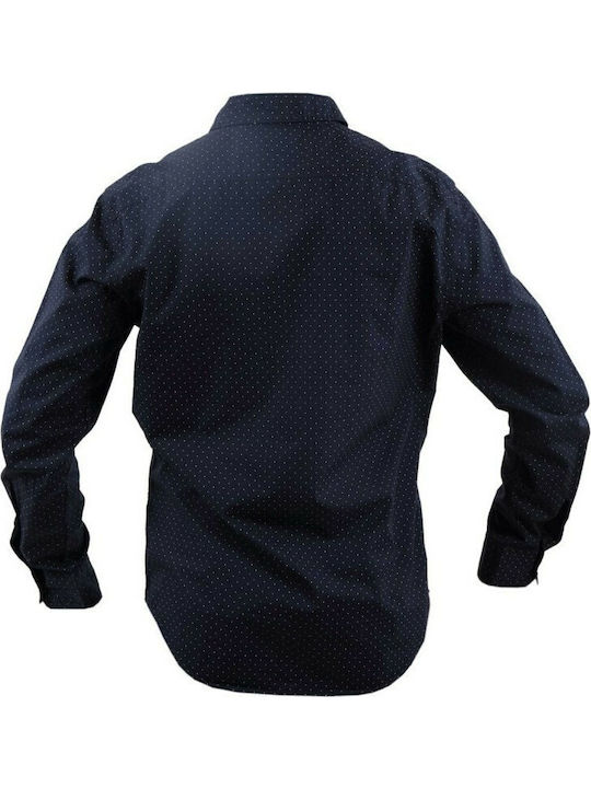 Classic 1 Long-sleeved Cotton Shirt Checked Navy Blue