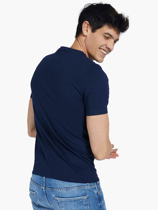 Guess Tricou pentru bărbați cu mâneci scurte V Neck Albastru marin