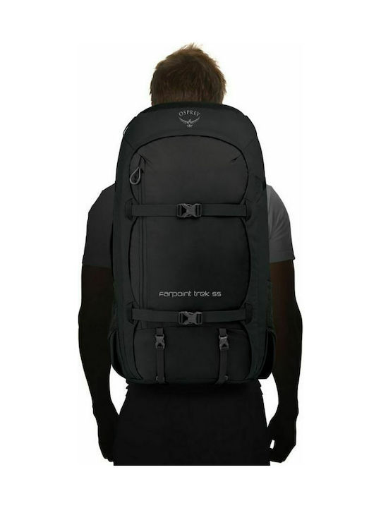 Osprey Farpoint Trek 55 Ορειβατικό Σακίδιο 55lt Αδιάβροχο Μαύρο Trekking