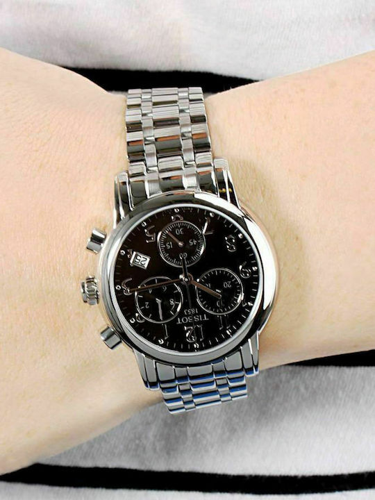 Tissot Tclassic Dressport Womens Watch Chronograph Battery with Silver Metal Bracelet