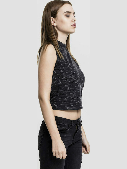 Space Dye Women's Blouse Cotton Sleeveless Black