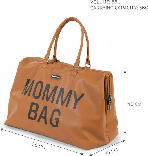 Childhome Shoulder/Hand Diaper Bag Mommy BR74393 Leatherlook Brown 55x30x30cm.