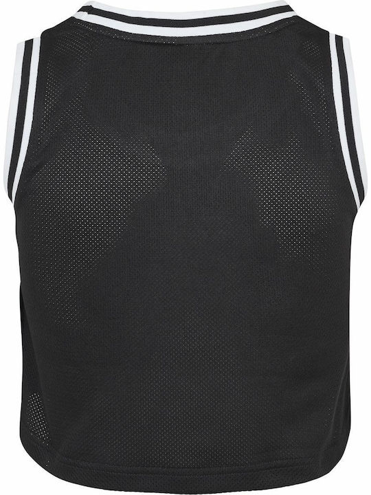 Women's Athletic Crop Top Sleeveless with Sheerness Black