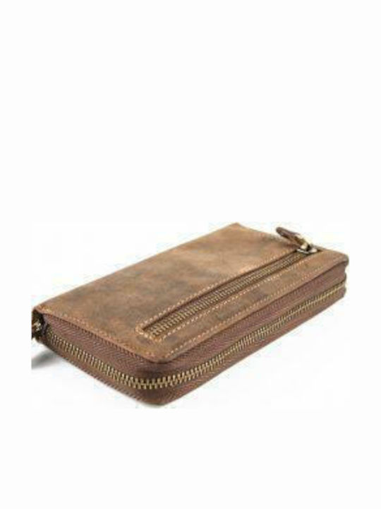 HU Large Leather Women's Wallet Classic Brown