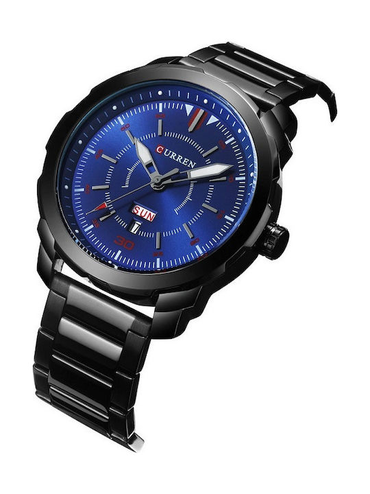 Curren Watch Chronograph Battery with Black Metal Bracelet