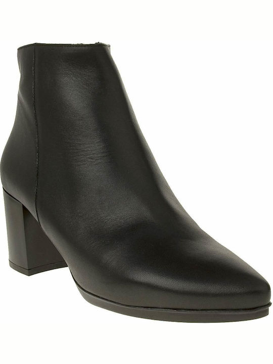 Desiree Shoes 92064 Leather Women's Ankle Boots with Medium Heel Black