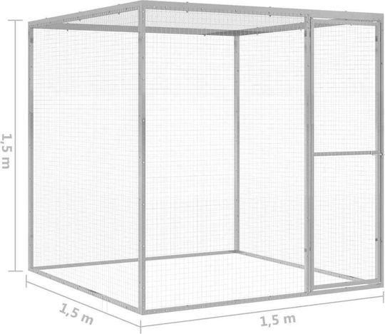 vidaXL 146356 Клетка за котки от Галванизирана Стомана 150брx150брx150брсм.