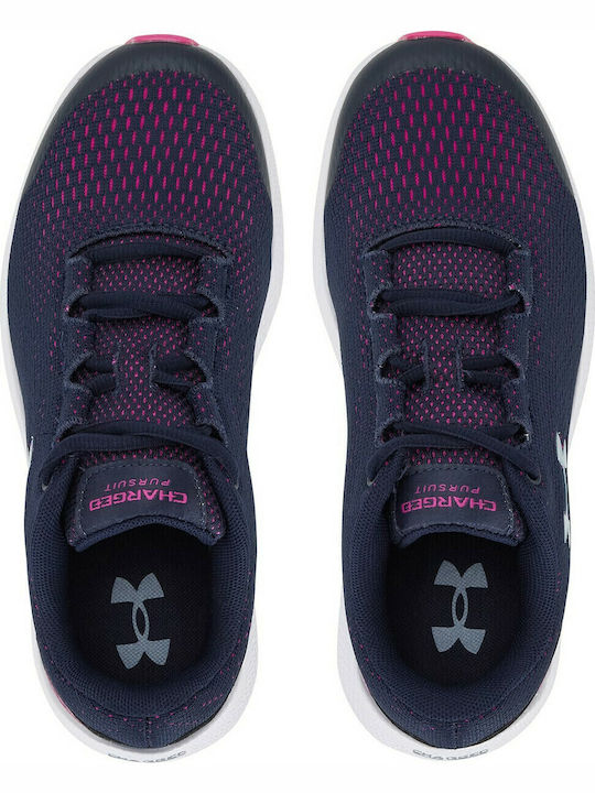 Charged Pursuit 2 Kids Sports Shoes Running with Laces Navy Blue