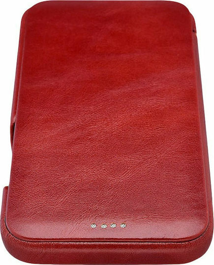 iCarer Curved Edge Genuine Leather Book Δερμάτινο / Δερματίνης Κόκκινο (iPhone 12 Pro Max)