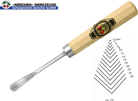 Kirschen Meißel mit Hohle / Typ V Klinge Breite 10mm & Hölzernes Griff Set 1Stück