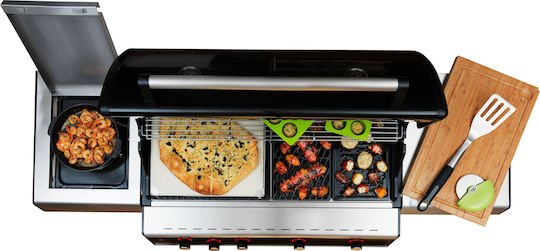 Outdoorchef Dualchef 425 G Ψησταριά Υγραερίου Μαντεμένιας Σχάρας 81.2x44εκ. με 4 Εστίες 16kW και Πλαϊνό Μάτι 3.4kW
