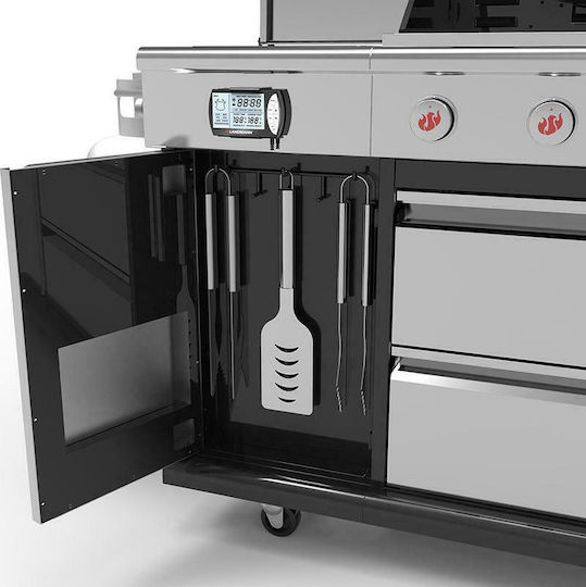 Landmann Triton PTS + Газово Барбекю Чугунена Решетка 80брx44брсм. с 5 бр 17.5кВт и Страничен Нагревател Инфрачервена