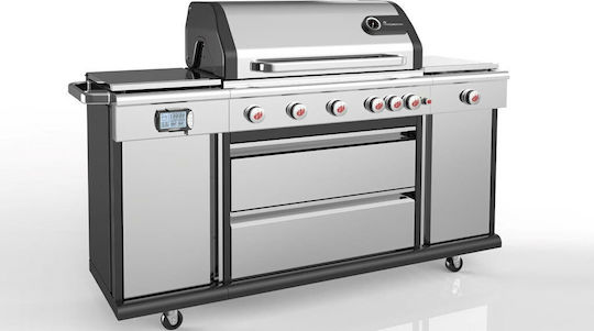Landmann Triton PTS + Газово Барбекю Чугунена Решетка 80брx44брсм. с 5 бр 17.5кВт и Страничен Нагревател Инфрачервена