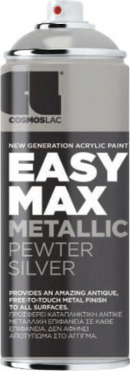 Cosmos Lac Σπρέι Βαφής Easy Max Metallic Ακρυλικό με Σατινέ Εφέ Pewter Silver 900 - Pewter Silver 400ml