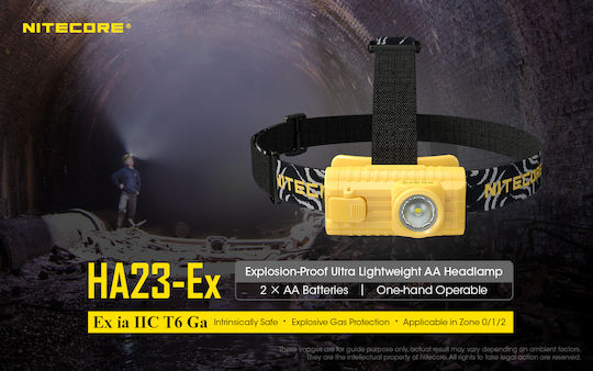 NiteCore Explosionsgeschützt Stirnlampe LED IP67 mit maximaler Helligkeit 100lm Ha23ex Schwarz