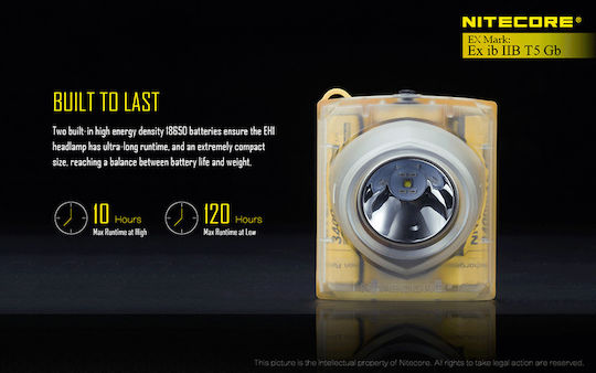 NiteCore Επαναφορτιζόμενος Αντιεκρηκτικός Φακός Κεφαλής LED IPX8 με Μέγιστη Φωτεινότητα 260lm EH1