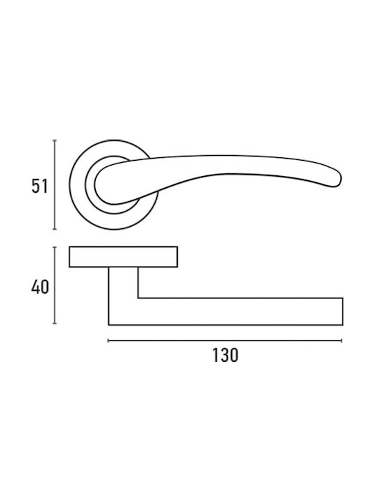 F.F. Group Lever Middle Door with Rosette A1363 41034 Pair Gold