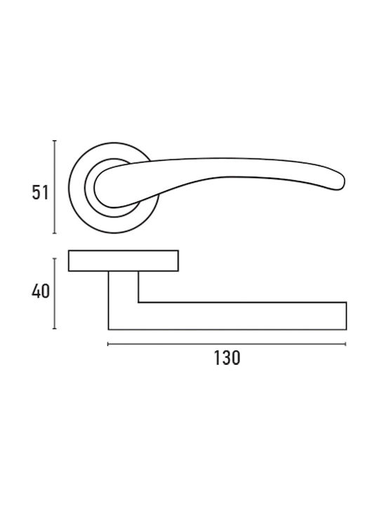 F.F. Group Hebel Mittlere Tür mit Rosette A1363 41033 Paar Nickel