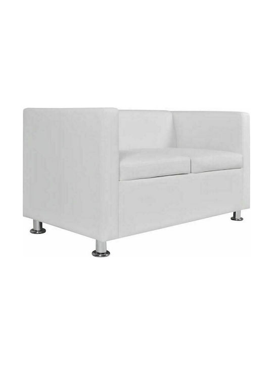 Διθέσιος Καναπές Δερματίνη Λευκός 120x62.5x63εκ.