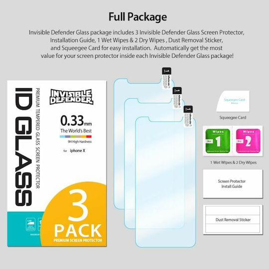 Ringke 3x Shatterproof Tempered Glass (iPhone X / XS)