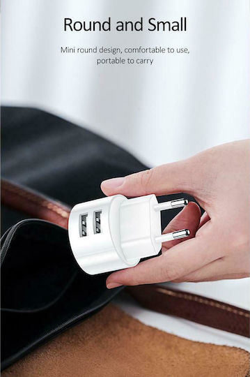 Usams Charger with 2 USB-A Ports and Cable Lightning Whites (T20)