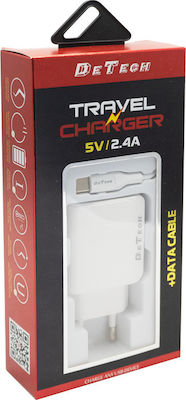 De Tech Charger Without Cable with 2 USB-A Ports White (DE-09)