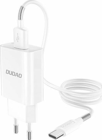 Dudao Ladegerät mit 2 USB-A Anschlüsse und Kabel Micro-USB Weißs (A2EU)