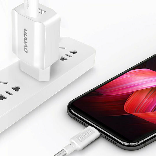 Dudao Ladegerät mit 2 USB-A Anschlüsse und Kabel Micro-USB Weißs (A2EU)