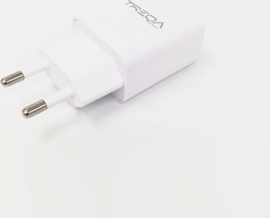Treqa Ladegerät ohne Kabel mit 2 USB-A Anschlüsse Weißs (CS-221)