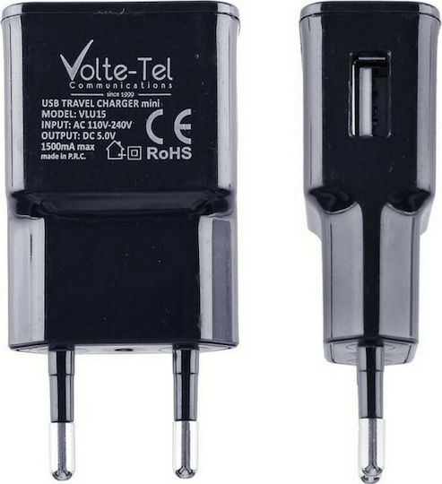 Volte-Tel Charger Without Cable with USB-A Port Blacks (VLU15)