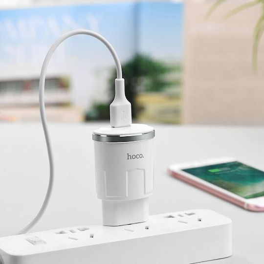 Hoco Încărcător cu Port USB-A și Cablu Lightning Albς (C37A Thunder Power)