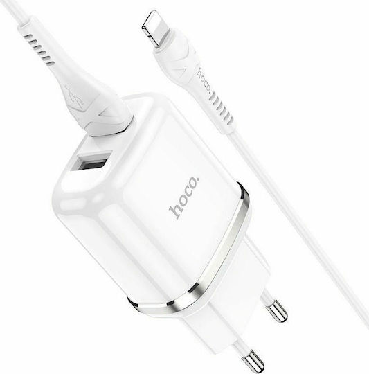 Hoco с 2 USB-A порта и кабел Lightning Бял (N4 Aspiring)
