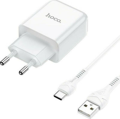 Hoco Charger with USB-A Port and Cable USB-C Whites (N2 Vigour)