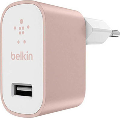 Belkin Φορτιστής Χωρίς Καλώδιο με Θύρα USB-A 12W Ροζ (Mixit)