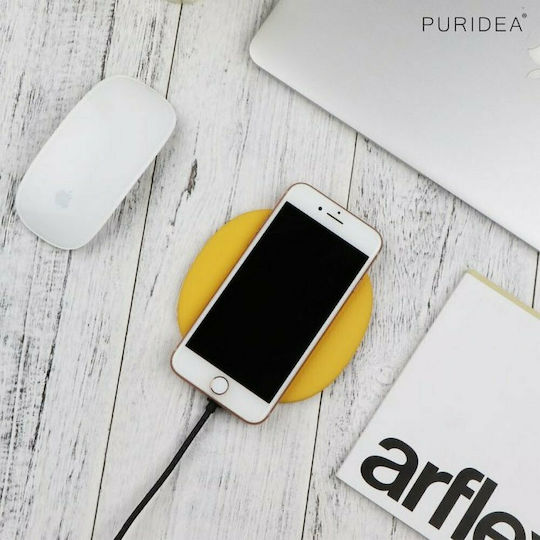 Puridea Ασύρματος Φορτιστής (Qi Pad) 10W Κίτρινος (M01)