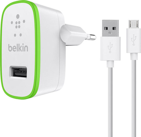 Belkin Ladegerät mit USB-A Anschluss und Kabel Micro-USB 12W Weißs (F8M886VF04-WHT)