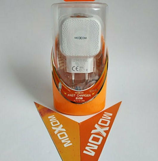 Moxom с 2 USB-A порта и кабел USB-C Бял (KH-44)