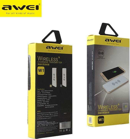 Awei Ασύρματος Φορτιστής (Qi Pad) 5W Λευκός (W2)