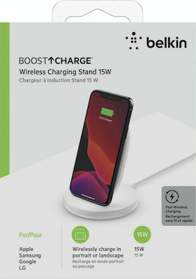 Belkin Ασύρματος Φορτιστής (Qi Pad) 15W Quick Charge 3.0 Λευκός (WIB002vfWH)