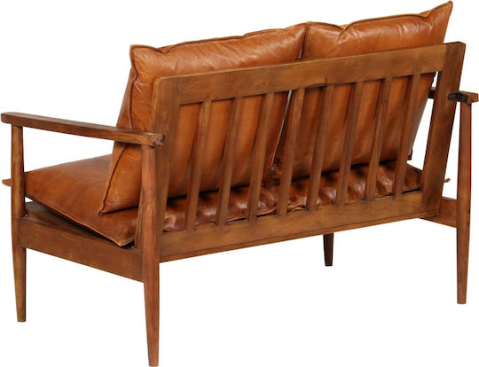 vidaXL Zwei-Sitzer Sofa Echtes Leder Braun 116x96x74cm