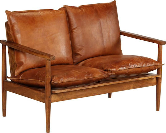 vidaXL Zwei-Sitzer Sofa Echtes Leder Braun 116x96x74cm