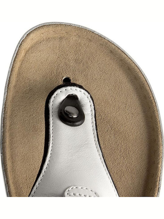 Mila Leather Women's Flat Sandals Anatomic in White Color