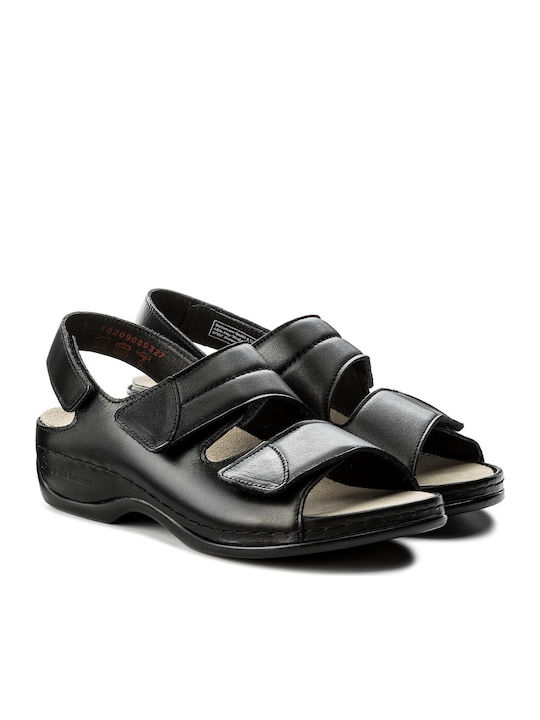 Sofie Leather Women's Flat Sandals Anatomic in Black Color