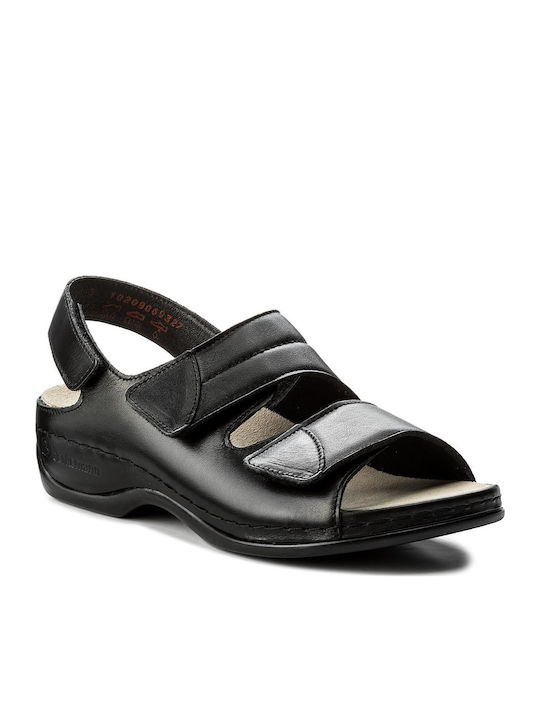 Sofie Leather Women's Flat Sandals Anatomic in Black Color